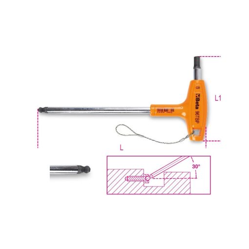 BETA 96TBP-HS 10
 Hajlított gömbfejű imbuszkulcsok nagy nyomatékú T-markolattal, krómozott, H-SAFE