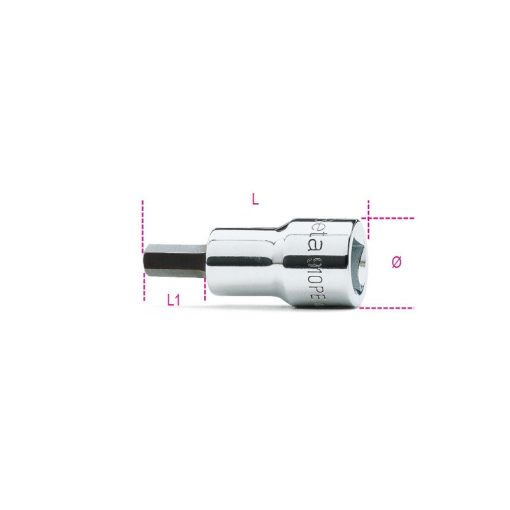 BETA 009100490 910PE 3 3/8"-os imbusz-Dugókulcs, krómozott, fekete heggyel