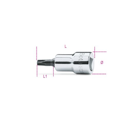 BETA 009100519 910TX 15 3/8"-os Torx® imbusz-Dugókulcs, krómozott, fekete hegy