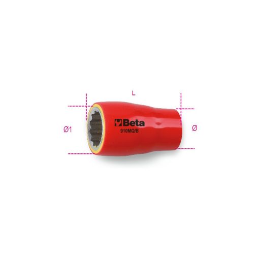 BETA 009100616 BETA 910MQ-B/6 3/8" TIZENKÉTSZÖGŰ DUGÓKULCS, SZIGETELT 6 MM