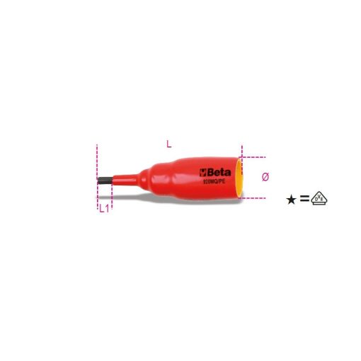 BETA 009200264 BETA 920MQ/PE4 1/2" IMBUSZ-DUGÓKULCS, SZIGETELT, 4 MM