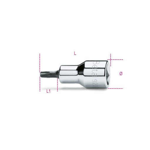 BETA 009200526 920TX 50 1/2"-osTorx® imbusz-Dugókulcs, krómozott, barnított hegy