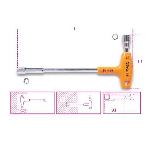 BETA 009410110 941 10 mm T-szárú dugókulcs,műanyag markolattal