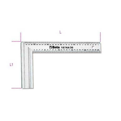 BETA 016740130 1674A 300 Asztalos derékszög, a szár acélból, az alaplap alumíniumból készült