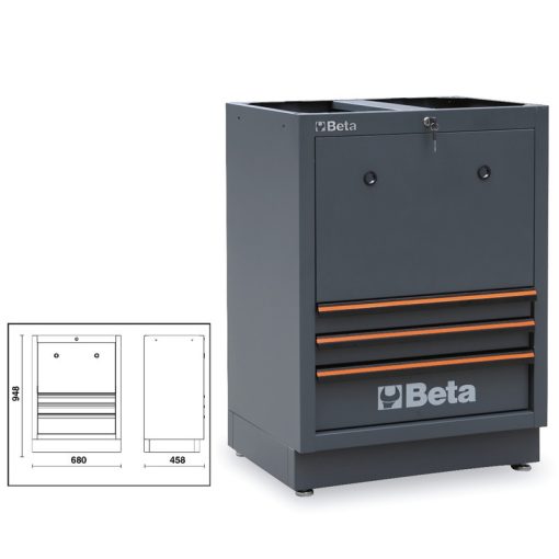 Beta C45PRO TC 3 fiókos rögzített, dobtárolós modul a C45PRO műhelyberendezés összeállításhoz (045000249)