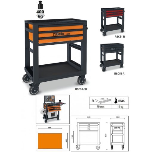 BETA RSC51-R 3 fiókos szerszámkocsi