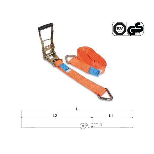 BETA 8182GD 8,5 Racsnis rögzítőheveder delta karabinerrel, LC 2000 kg, nagy szakítószilárdságú poliészter heveder (PES)