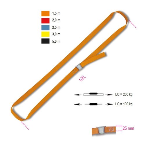 BETA 081880250 8188F 5 Rögzítő heveder LC 200 kg, nagy szakítószilárdságú polieszter szalag (PP)