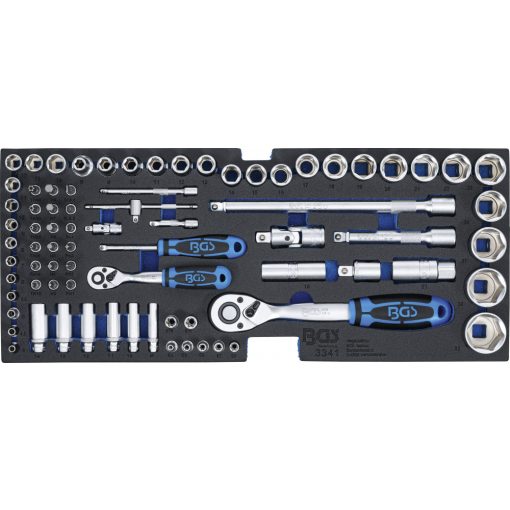 BGS Technic Hab anyagú betét a BGS 3312-hez: Dugókulcskészlet 12,5 mm (1/2") + 6,3 mm (1/4") 77 darabos (BGS-3341)