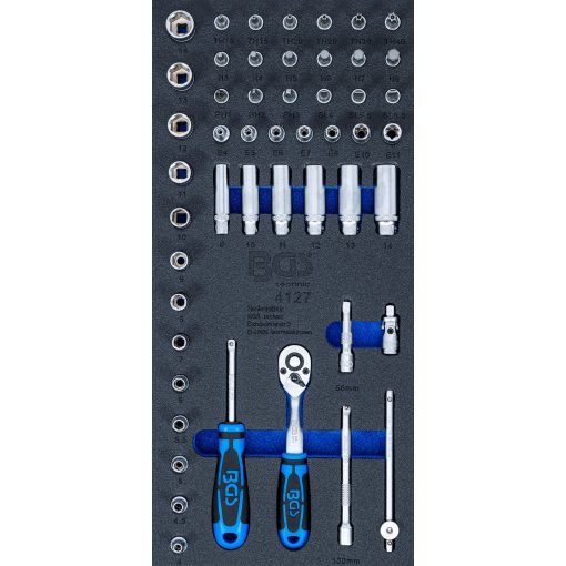 BGS Technic Műhelykocsi-betét 1/3: Dugókulcskészlet 6,3 mm (1/4") 50 darabos (BGS-4127)