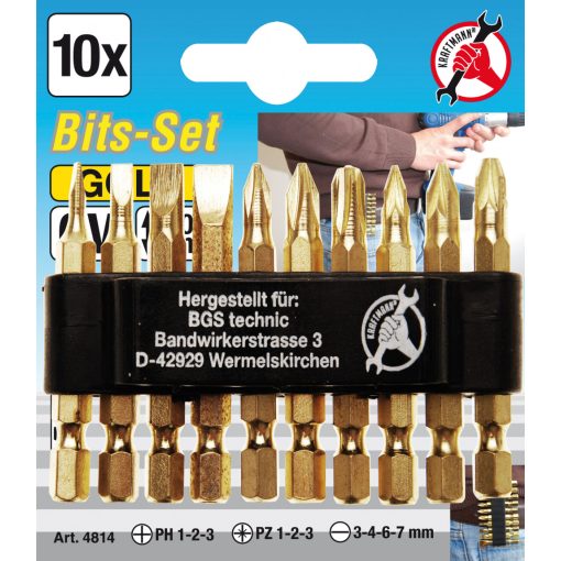 BGS Technic Behajtófej készlet "Gold" külső hatszögletű kulcsnyílású hajtás 6,3 mm (1/4") 10 darabos (BGS-4814)