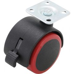   BGS Technic Csuklós duplakerék fékezhető fekete/piros 50 mm (BGS-80338)