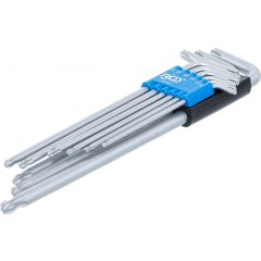   BGS Technic Derékszögű kulcs készlet extra hosszú T-profil (Torx) gömbfejes T10 - T50 9 darabos (BGS-819)