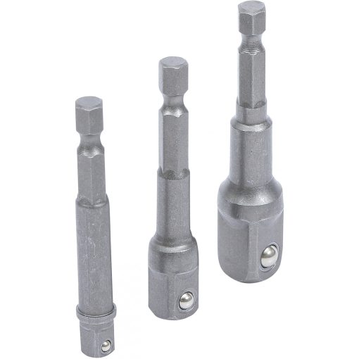 BGS Technic Adapterkészlet fúrógépekhez 6,3 mm (1/4") 6,3 mm (1/4") / 10 mm (3/8") / 12,5 mm (1/2") 3 darabos (BGS-8204)