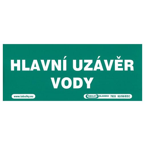 Hlavní uzávěr vody 210x87mm - samolepka