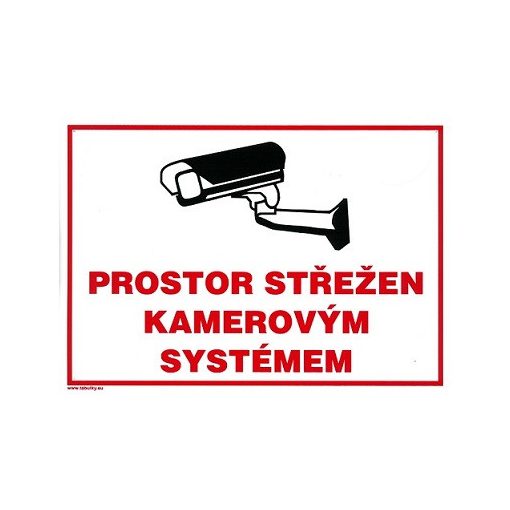 Prostor střežen kamerovým systémem 210x297mm - plastová tabulka