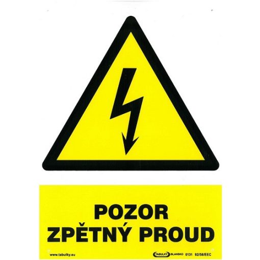 Pozor zpětný proud 210x297mm - plastová tabulka