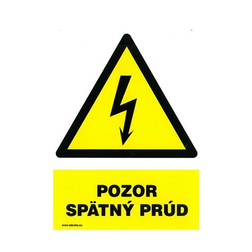 SK - Pozor spätný prúd 210x297mm - plastová tabulka (120142)