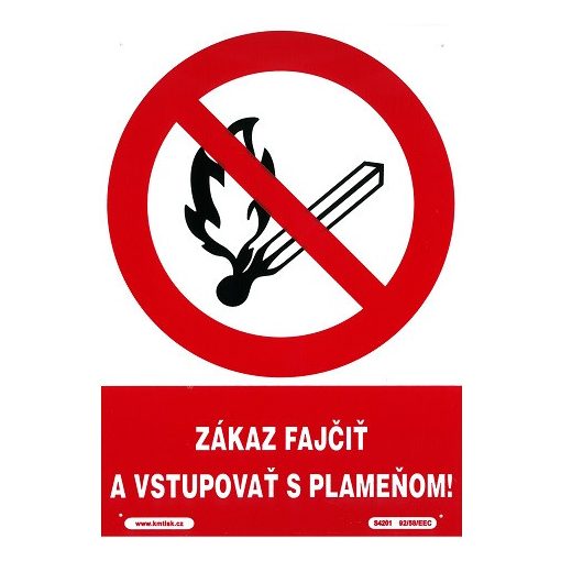 SK - Zákaz fajčiť a vstupovať s plameňom! 210x297mm - plastová tabulka (120150)