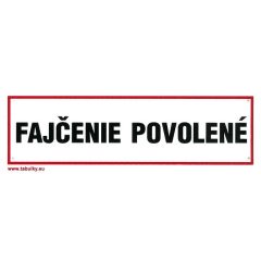 SK - Fajčenie povolené 210x70mm - plastová tabulka