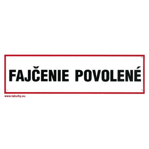 SK - Fajčenie povolené 210x70mm - plastová tabulka