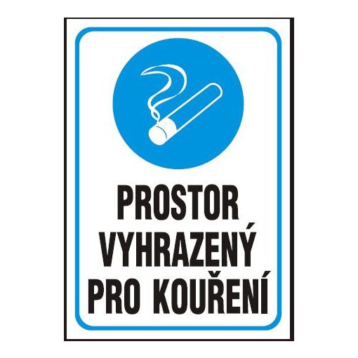 Prostor vyhrazený pro kouření - plastová tabulka A4