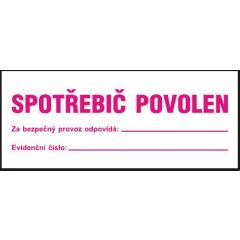   Spotřebič povolen za bezpečný provoz zodpovídá: - samolepka 210x80mm