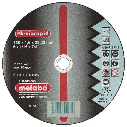 METABO - vágótárcsák - rozsdamentes - FLEXIRAPID 115x1,0x22,2mm… (616186000)
