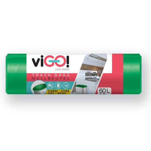 viGO! Szemeteszsák LDPE zöld 60 l / 10 db, 60x80 cm (7721140A)