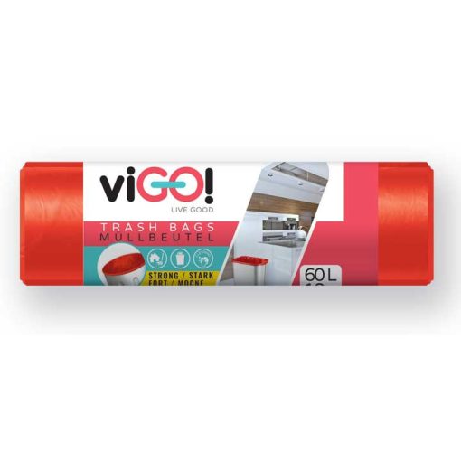 viGO! Szemeteszsák LDPE piros 60 l / 10 db, 60x80 cm (7721150A)