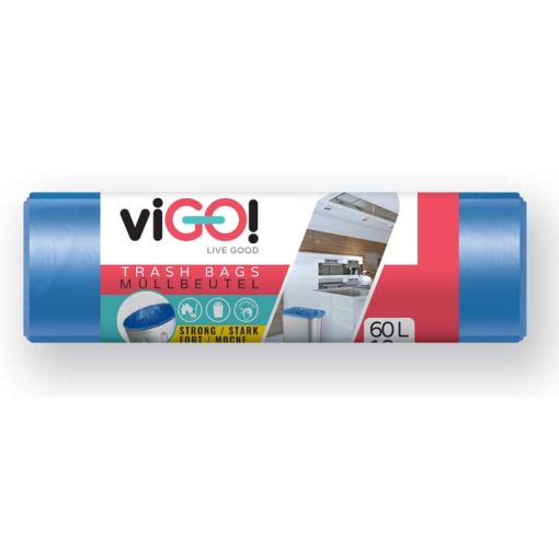 viGO! Szemeteszsák LDPE kék 60 l / 10 db, 60x80 cm (7721170)