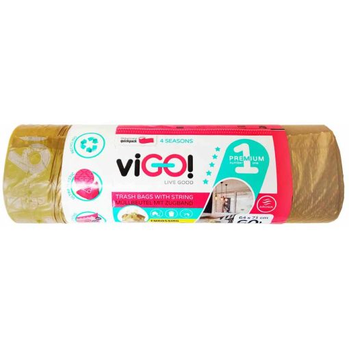 viGO! Szemeteszsák LDPE piros 60 l / 10 db, 64x71 cm (7722365)