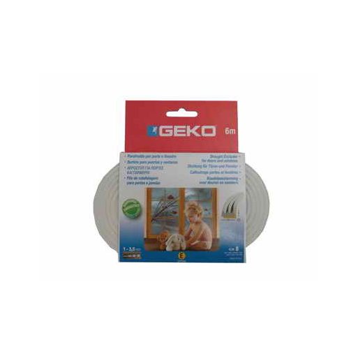 GEKO - Öntapadós gumi tömítő fehér EPDM 9x4mm / 6m E-profil