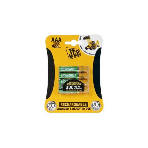 JCB - RTU NiMH AAA / R03, 900mAh, előre töltött elem, 4 db/csomag