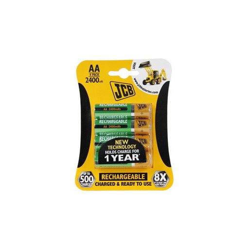 JCB - RTU NiMH AA / R06, min.2400mAh, előre töltött elem, 4 db/csomag