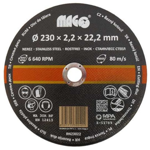 Vágókorong rozsdamentes acélhoz 230x2,2x22,2mm (RN23022)