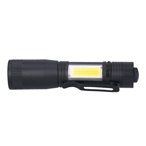 SOLIGHT - LED fém zseblámpa 3W + COB, 150 + 60lm, AA, fekete (WL115)